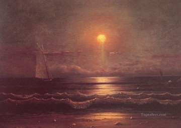 Navegando por el paisaje marino a la luz de la luna Martin Johnson Heade Pinturas al óleo